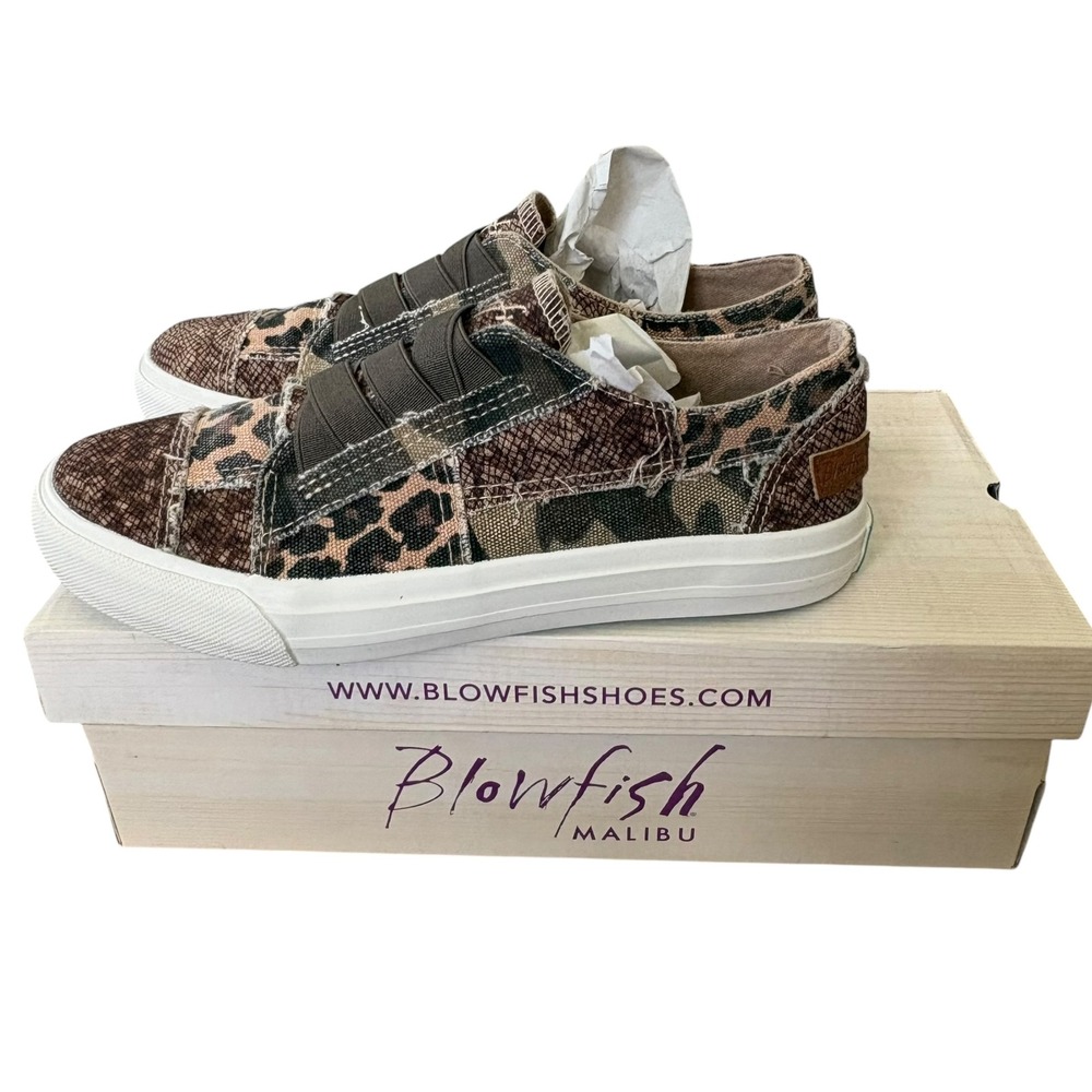 Blowfish Malibu Marley Patchwork Leopard Camo Snake Slip On Sneakers 6.5 NEW